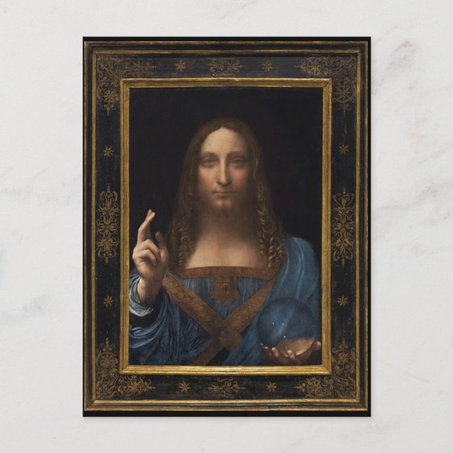 Postal Salvador Mundi de Leonardo da Vinci alrededor de 1 (Anverso)
