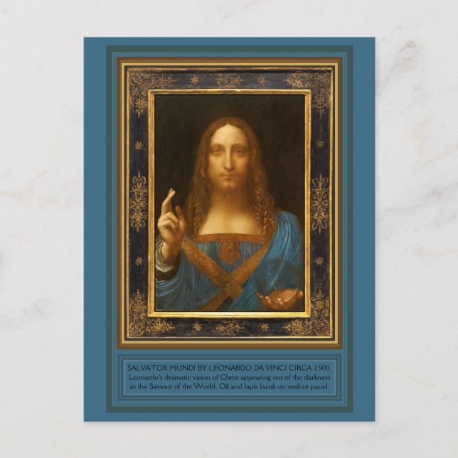 Postal Salvador Mundi de Leonardo da Vinci alrededor de 1 (Anverso)
