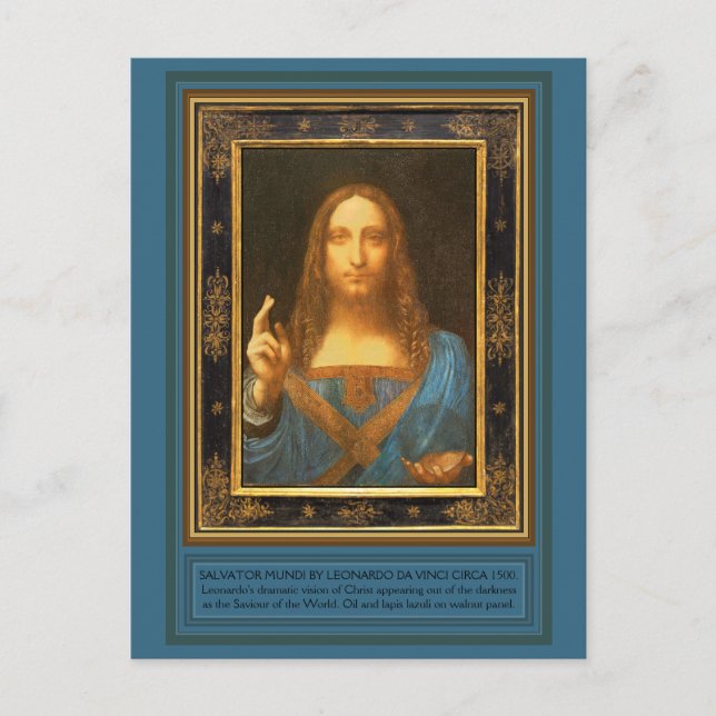 Postal Salvador Mundi de Leonardo da Vinci alrededor de 1 (Anverso)