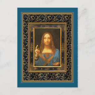 Postal Salvador Mundi de Leonardo da Vinci alrededor de 1