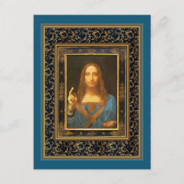 Postal Salvador Mundi de Leonardo da Vinci alrededor de 1