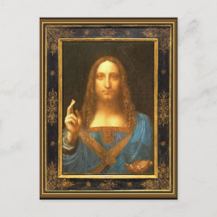 Postal Salvador Mundi de Leonardo da Vinci alrededor de 1