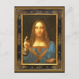 Postal Salvador Mundi de Leonardo da Vinci alrededor de 1