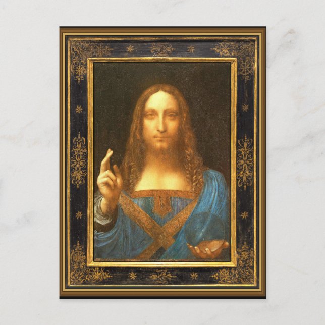Postal Salvador Mundi de Leonardo da Vinci alrededor de 1 (Anverso)
