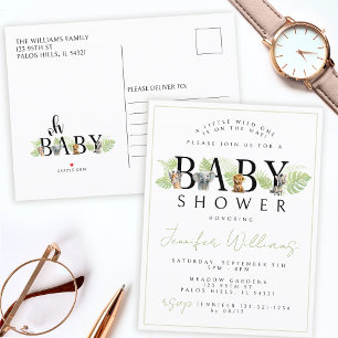 Postal salvaje con invitación a la ducha Safari