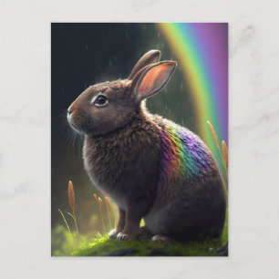 Postal salvaje de conejo arcoiris