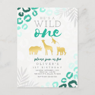 Postal Salvaje Un Safari Azul y Leopardo Oro Primer cumpl