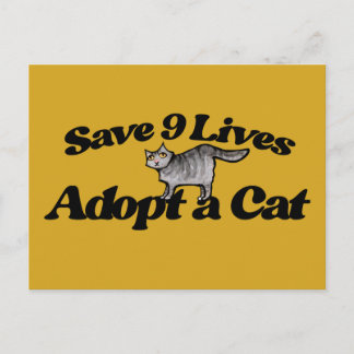 Postal Salvar 9 vidas adoptar un gato