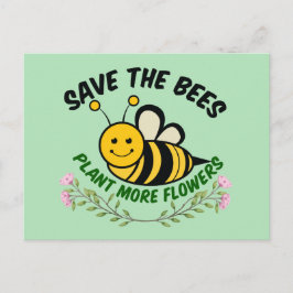 Postal Salvar a las abejas plantar más flores