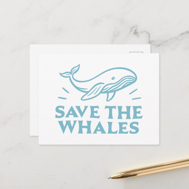 Postal Salvar a las ballenas linda estética retro (Anverso/Reverso In Situ)