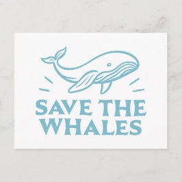 Postal Salvar a las ballenas linda estética retro