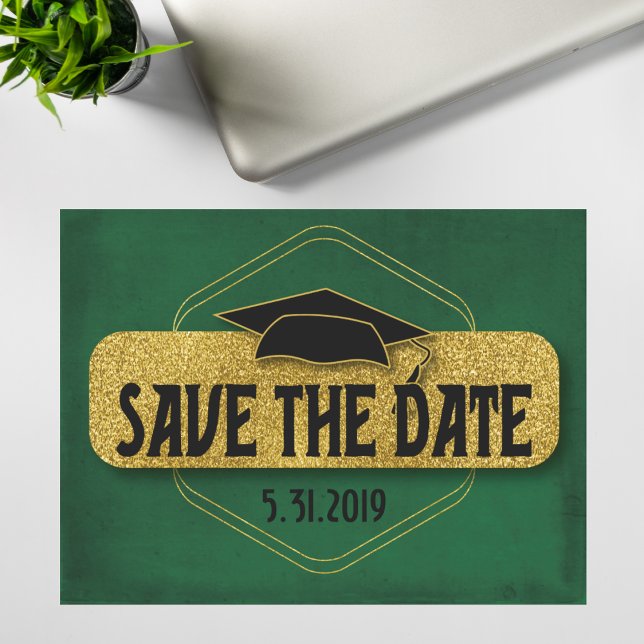 Postal Salvar El Oro Verde Moderno De La Graduación De Fe (Subido por el creador)