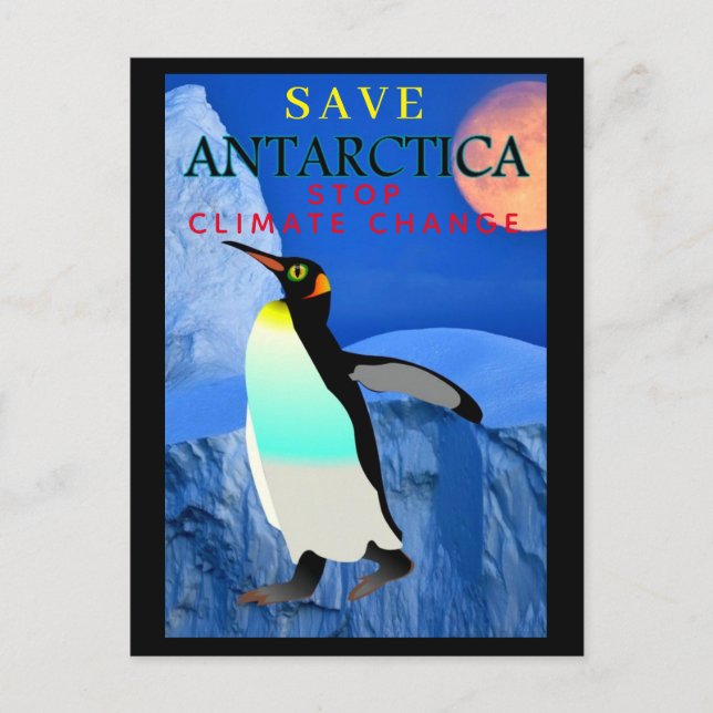 Postal Salvar Glaciar de la Luna Llena del Pingüino Emper (Anverso)