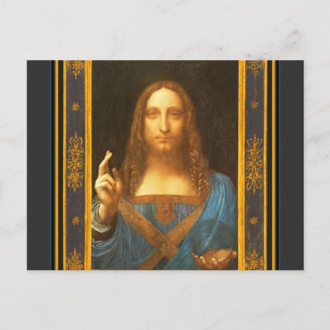 Postal Salvator Mundi 1500 Leonardo da Vinci Arte Mayor (Anverso)