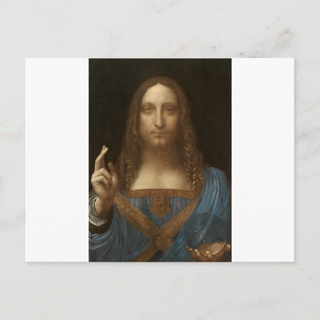 Postal Salvator Mundi by Leonardo da Vinci (Anverso)
