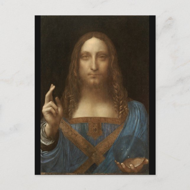 Postal Salvator Mundi by Leonardo da Vinci circa 1500 (Anverso)