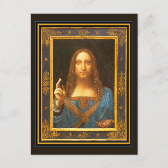 Postal Salvator Mundi c 1500 Leonardo da Vinci Bella Arte (Anverso)