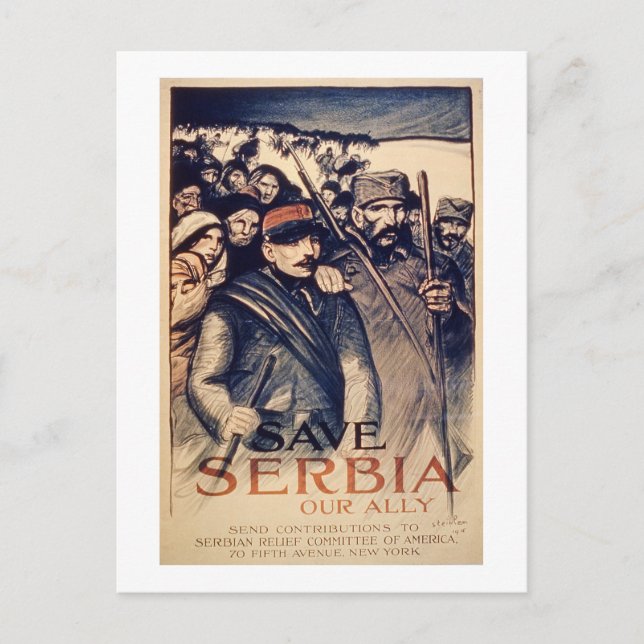 Postal 'Salve a Serbia nuestro aliado', poster, 1915 (lit (Anverso)