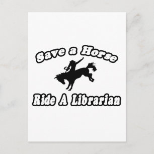 Postal Salven a caballo, bibliotecario en bicicleta