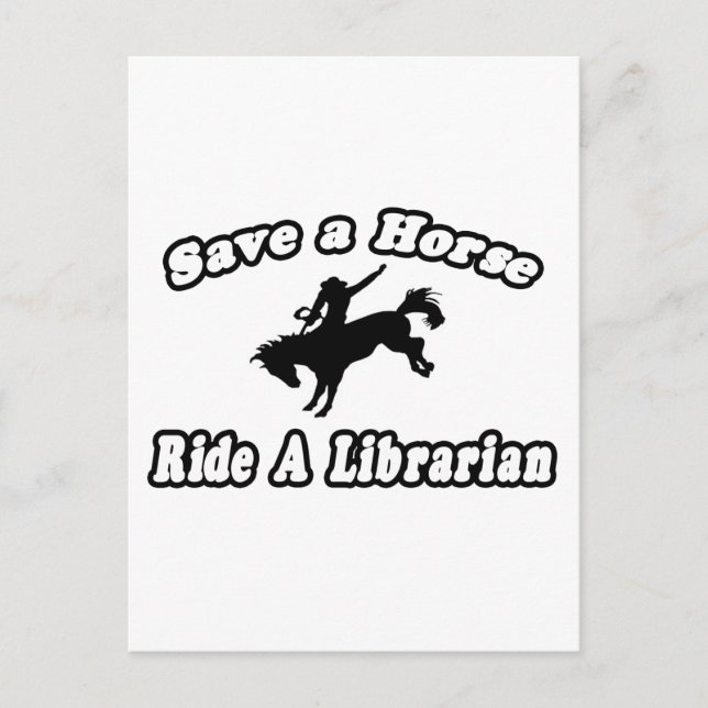 Postal Salven a caballo, bibliotecario en bicicleta (Anverso)