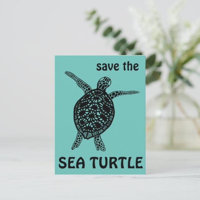 Postal Salven a la tortuga marina para defender la postur (Anverso de pie)