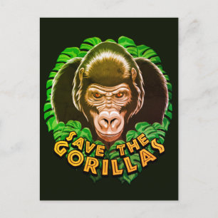 Postal Salven A Los Gorilas - Cita De Conciencia Sobre La