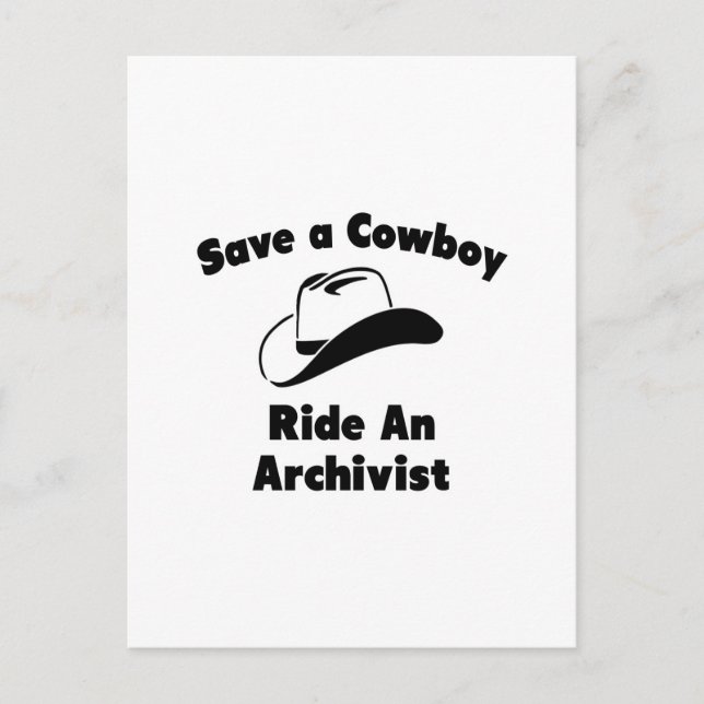 Postal Salven a un Cowboy. Pasear por un archivista (Anverso)