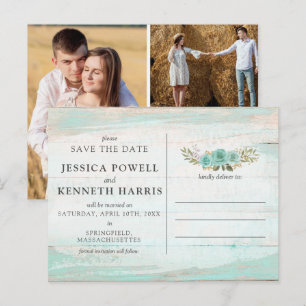 Postal Salven La Fecha Collage de fotos Floral De Madera 