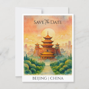 Postal Salven la fecha de anuncio Beijing China retro