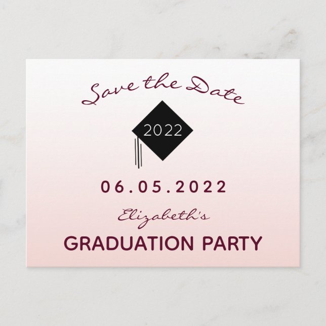 Postal Salven la fiesta de graduación de oro de Date rosa (Anverso)