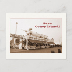 Postal ¡Salven la isla Coney! (sepia)