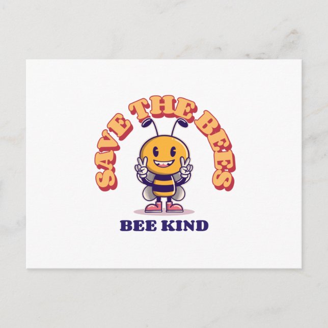 Postal Salven las abejas, sé amable - dulce. (Anverso)