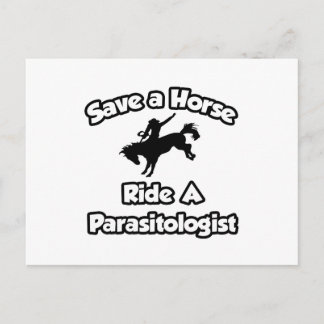 Postal Salven un caballo, viajen en parasitólogo