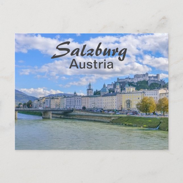 Postal Salzburg con el castillo en Austria (Anverso)