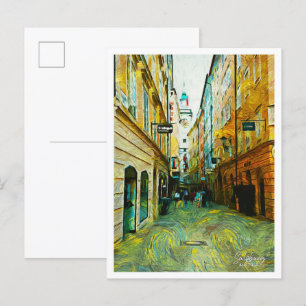 Postal Salzburgo Austria Hermosa ciudad de pintura al pet