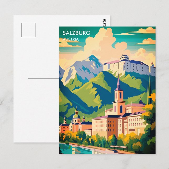 Postal Salzburgo Austria Travel (Anverso / Reverso)