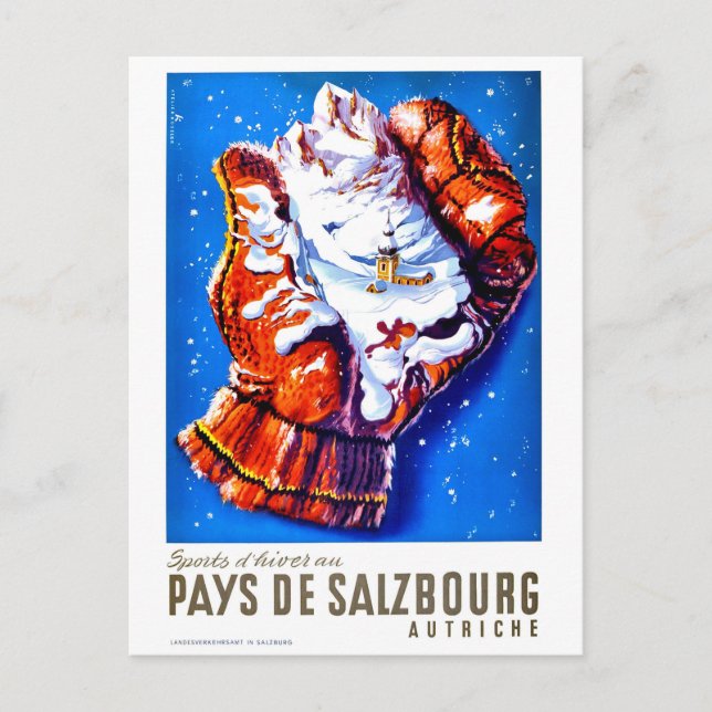 Postal Salzburgo, Austria, un pueblo dentro del guante de (Anverso)