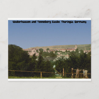 Postal Salzungen con el castillo, desde Seeberg, Turingia