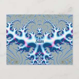 Postal SAM ~ Diseño fractal 3D azul y blanco helado ~ ~ ~