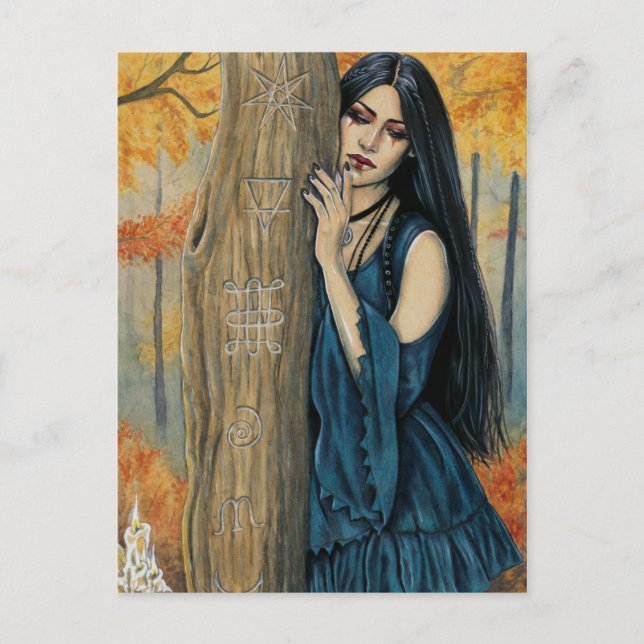 Postal Samhain Gótico Otumic Witch Fantasy Art Postcard (Anverso)