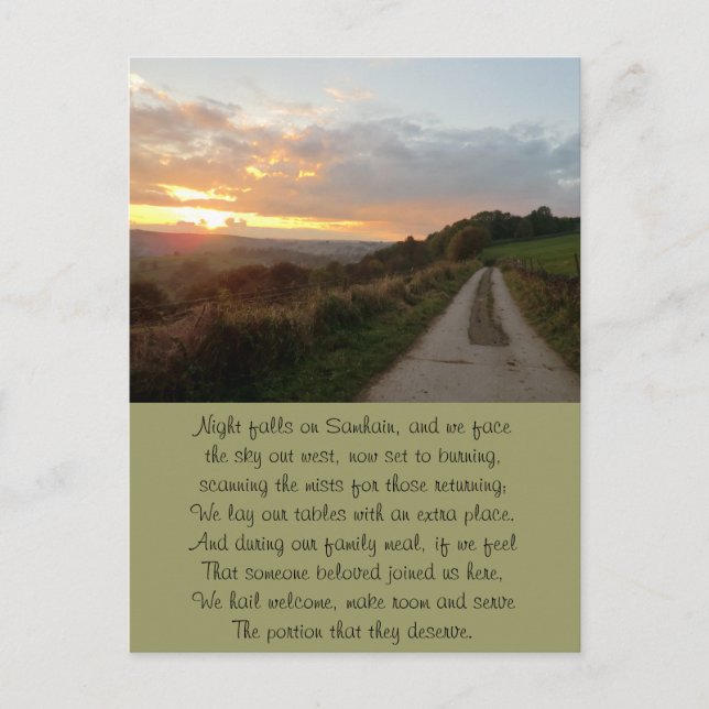 Postal Samhain Sunset, un eterno lugar para el sol (Anverso)