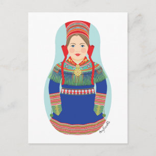 Postal Sami (pelo castaño) Matryoshka Postcard
