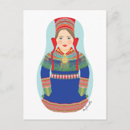 Postal Sami (pelo castaño) Matryoshka Postcard