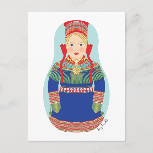 Postal Sami (pelo rubio) Matryoshka Postcard (Anverso)