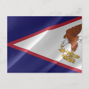 Postal Samoa Americana - Bandera ondeando -