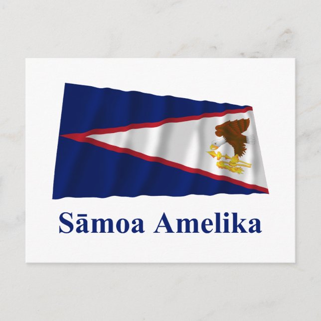 Postal Samoa Americana ondeando bandera con nombre en sam (Anverso)