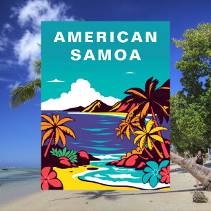 Postal Samoa Americana Retro USA Viaje Vintage
