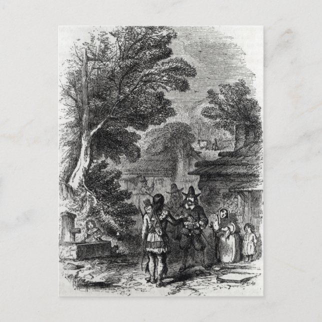 Postal Samoset, el visitante indio (Anverso)