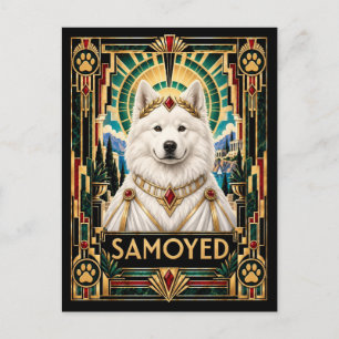 Postal Samoyedo, Perro Art Déco