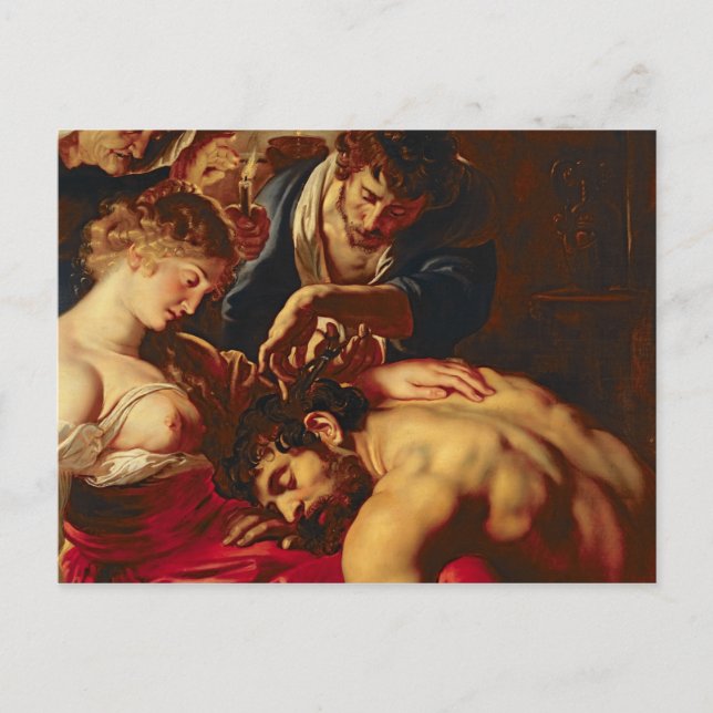 Postal Samson y Delilah, c.1609 (Anverso)